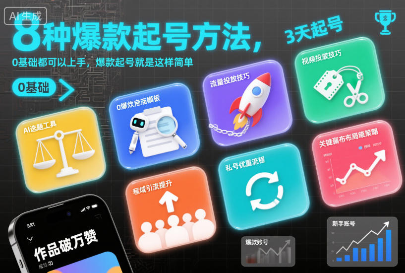 8种爆款起号方法,0基础都可以上手,爆款起号就是这样简单-优优云网创