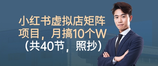 小红书虚拟店矩阵项目,照抄照做,月搞1W+(共40节)-优优云网创