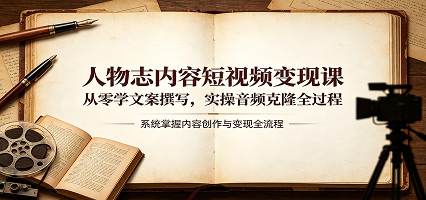 人物志内容短视频变现课：从零学文案撰写，实操音频克隆全过程-优优云网创