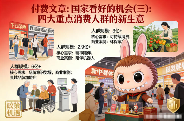 付费文章：国家看好的机会(三)：四大重点消 费人群的新生意-优优云网创