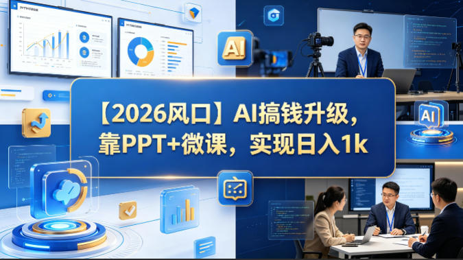 【2026风口】AI搞钱升级,靠PPT+微课,实现日入1k-优优云网创