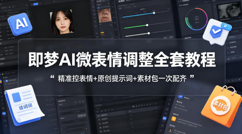 即梦AI微表情调整全套教程,精准控表情+原创提示词+素材包一次配齐-优优云网创
