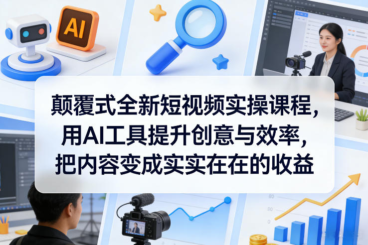 颠覆式全新短视频实操课程,用AI工具提升创意与效率,把内容变成实实在在的收益-优优云网创