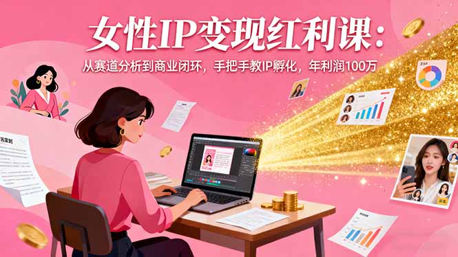 女性IP变现红利课:从赛道分析到商业闭环,手把手教IP孵化,年利润100万-优优云网创