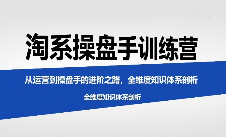 淘系操盘手训练营,从运营到操盘手的进阶之路,全维度知识体系剖析
