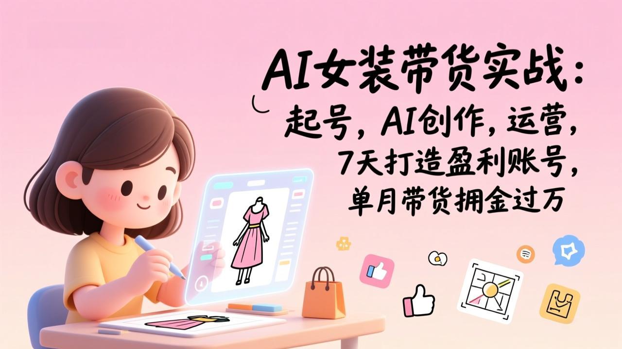 AI女装带货实战:起号,AI创作,运营,7天打造盈利账号,单月带货佣金过万-优优云网创