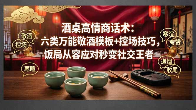 付费文章:酒桌高情商话术:六类万能敬酒模板+控场技巧,饭局从容应对秒变社交王者-优优云网创