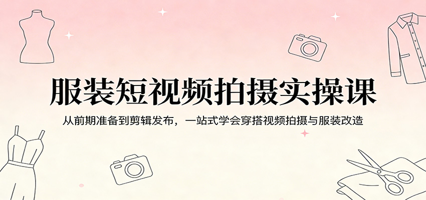 服装短视频拍摄实操课:从前期准备到剪辑发布,一站式学会穿搭视频拍摄与服装改造-优优云网创