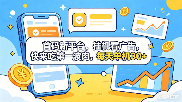 首码新平台,挂G自动看广告,快来吃第一波肉,每天单机30+,可矩阵放大【揭秘】-优优云网创