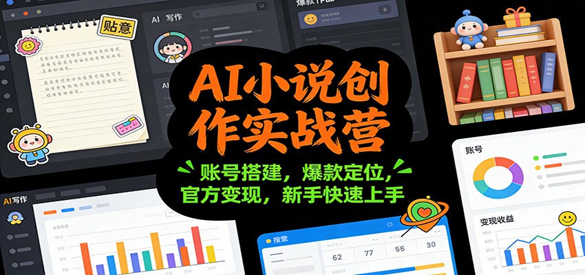 AI小说创作实战营:账号搭建,爆款定位,官方变现,新手快速上手-优优云网创