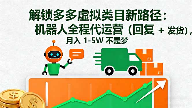 解锁多多虚拟类目新路径:机器人全程代运营(回复 + 发货-优优云网创