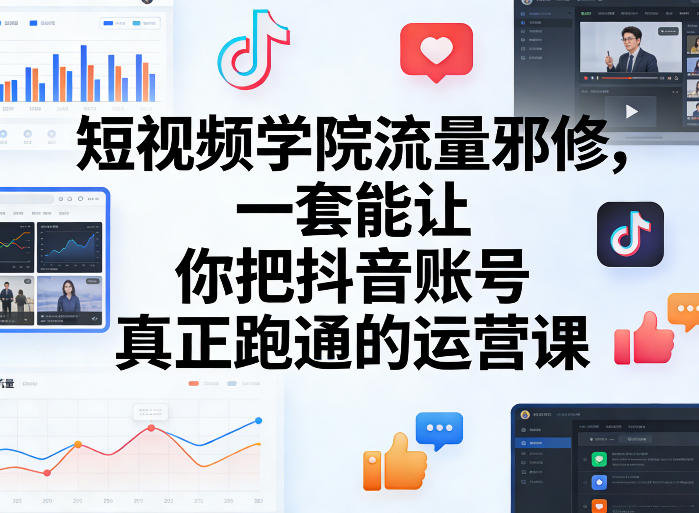 短视频学院流量邪修,一套能让你把抖音账号真正跑通的运营课-优优云网创