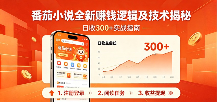 番茄小说全新赚钱逻辑及技术日收300+,小白新书皆可做!无脑赚就行了!-优优云网创