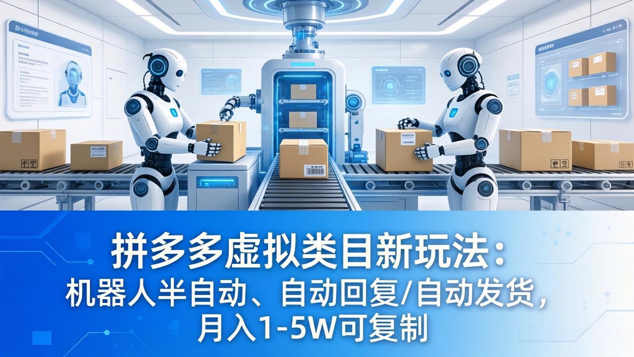 拼多多虚拟类目新玩法:机器人半自动、自动回复 /自动发货,月入 1-5W 可复制-优优云网创