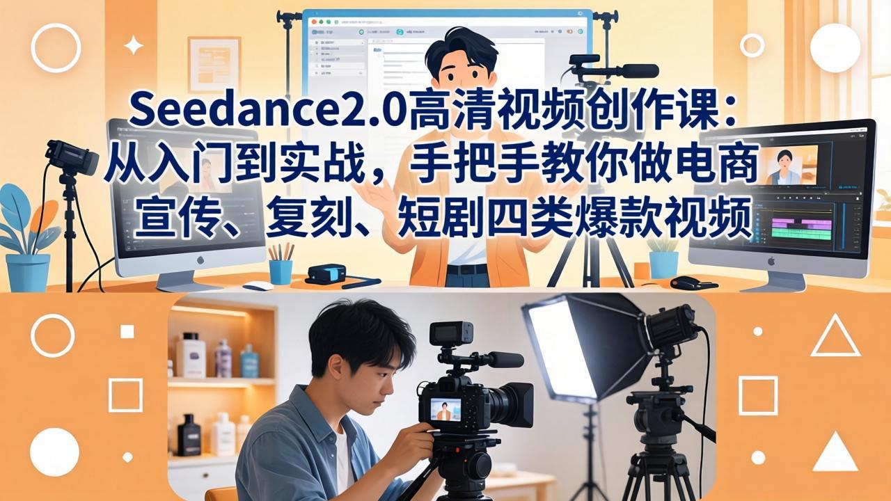 Seedance2.0高清视频创作课:从入门到实战,手把手教你做电商、宣传、复刻、短剧四类爆款视频-优优云网创