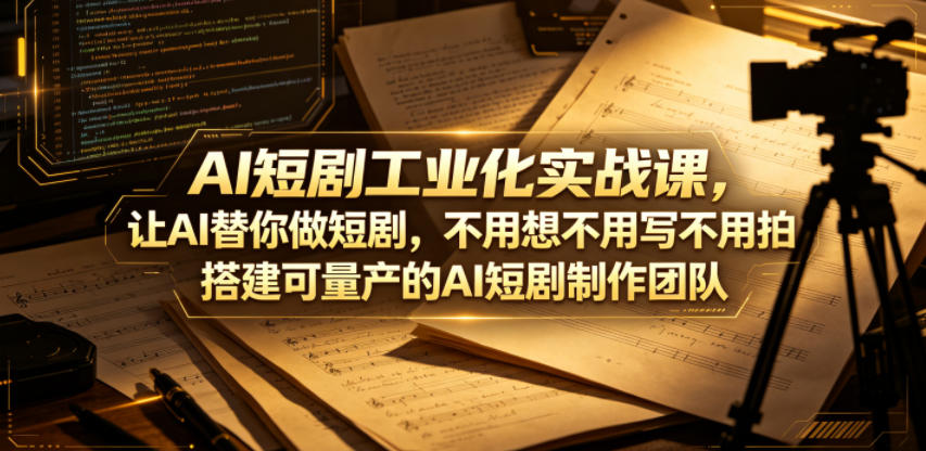 AI短剧工业化实战课，让AI替你做短剧，不用想不用写不用拍，搭建可量产的AI短剧制作团队-优优云网创