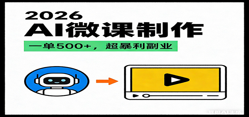 2026AI 风口最稳副业：微课代写制作，一单 500+，人人可做的蓝海项目-优优云网创