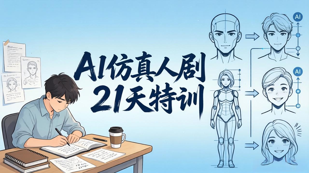 AI仿真人剧21天特训-更新：从剧本到成片全流程实战，掌握角色一致性与变现方法-优优云网创