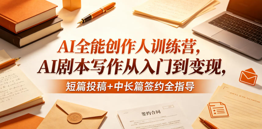 AI全能创作人训练营,AI剧本写作从入门到变现,短篇投稿+中长篇签约全指导-优优云网创