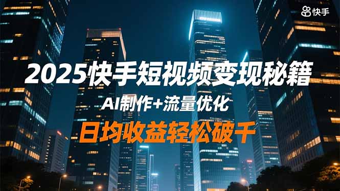 2025快手短视频变现秘籍，AI制作+流量优化，日均收益轻松破千-优优云网创