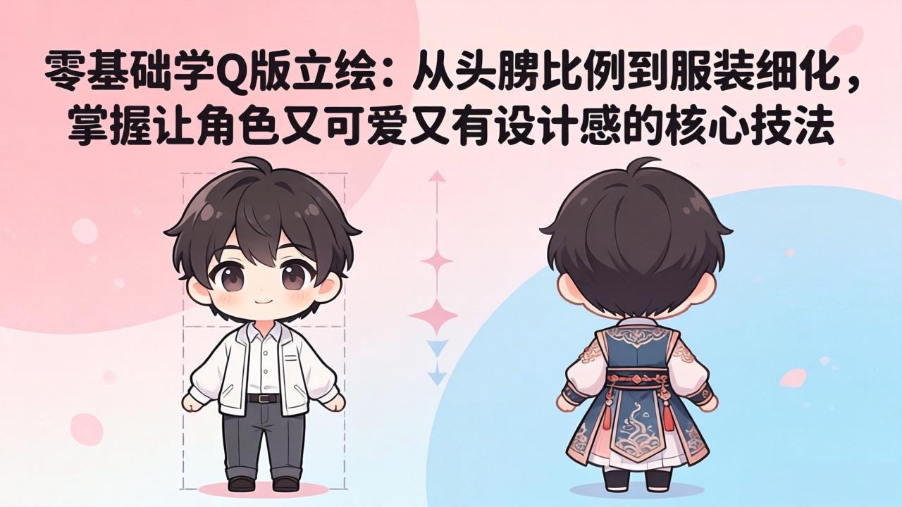 零基础学Q版立绘:从头身比例到服装细化,掌握让角色又可爱又有设计感的核心技法-优优云网创