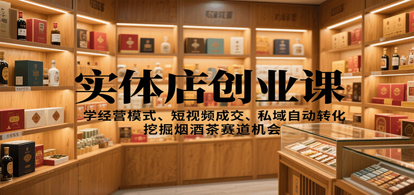 实体店创业课:学经营模式、短视频成交、私域自动转化,挖掘烟酒茶赛道机会-优优云网创