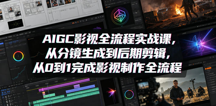 AIGC影视全流程实战课,从分镜生成到后期剪辑,从0到1完成影视制作全流程-优优云网创