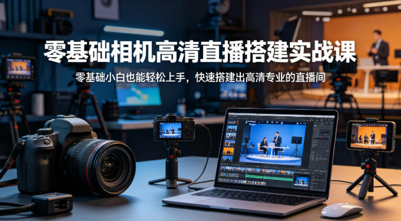 零基础相机高清直播间搭建实战课,小白也能轻松上手,快速搭建出高清专业的直播间-优优云网创