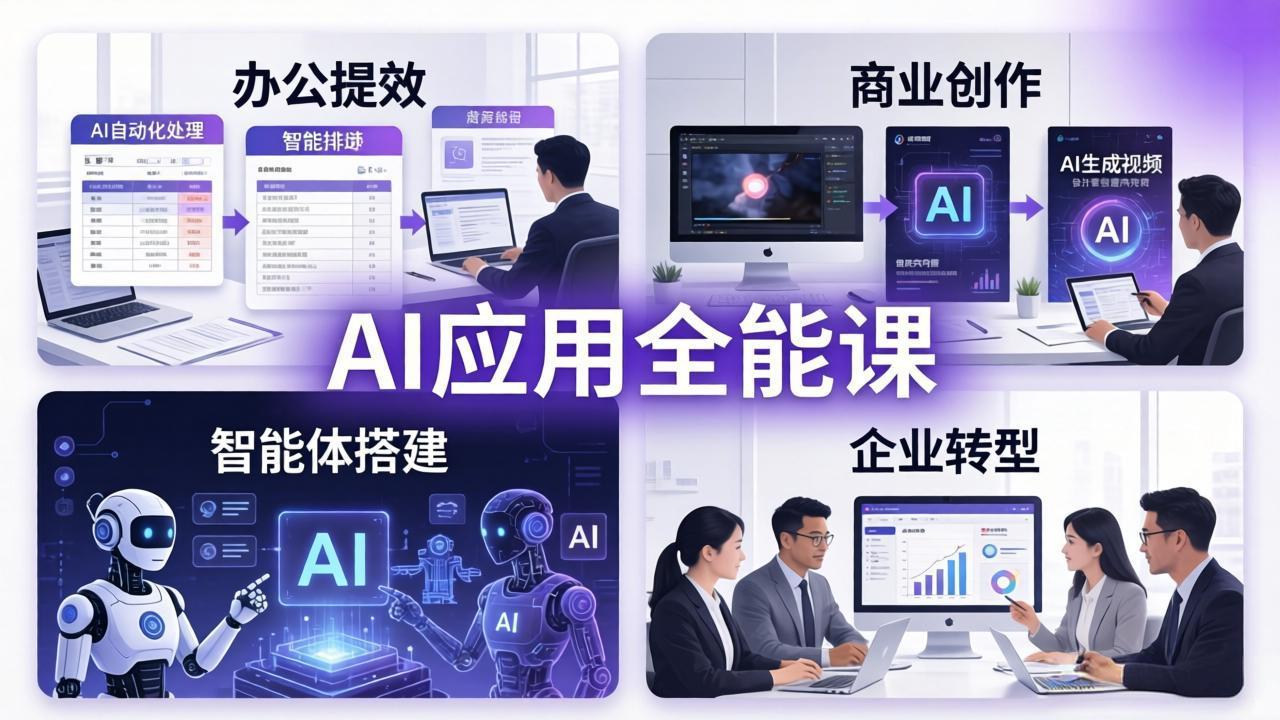 AIGC 应用全能课:办公提效、商业创作、智能体搭建、企业转型,一站式学会AI应用-优优云网创