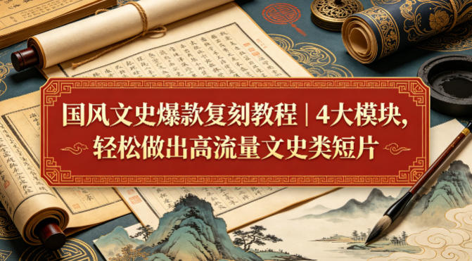 国风文史爆款复刻教程|4大模块,轻松做出高流量文史类短片-优优云网创