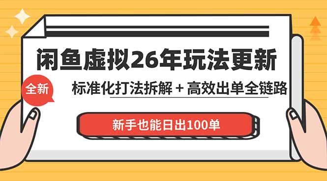 闲鱼虚拟从0到1系统化运营课程:标准化打法拆解 + 高效出单全链路教学,新手也能日出100单-优优云网创
