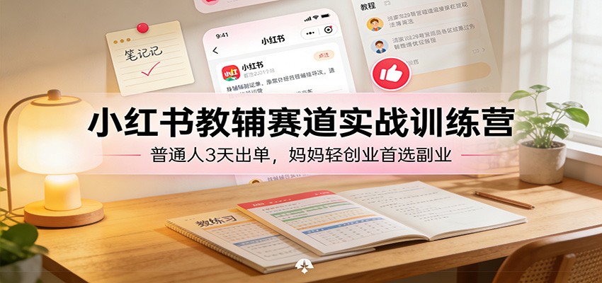 小红书教辅赛道实战训练营:普通人3天出单,妈妈轻创业首选副业-优优云网创