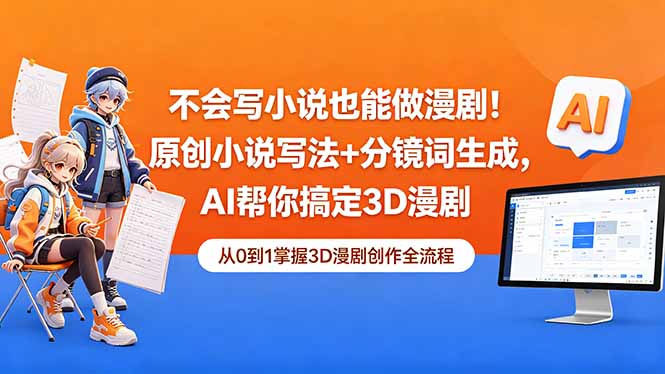 不会写小说也能做漫剧!原创小说写法+分镜词生成,AI帮你搞定3D漫剧-优优云网创