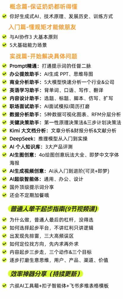 (20149期)AI私教实战课-更新8月:从提示词、智能体到内容生产与流量获客,系统打造AI时代超级个体核心能力-思丰网赚