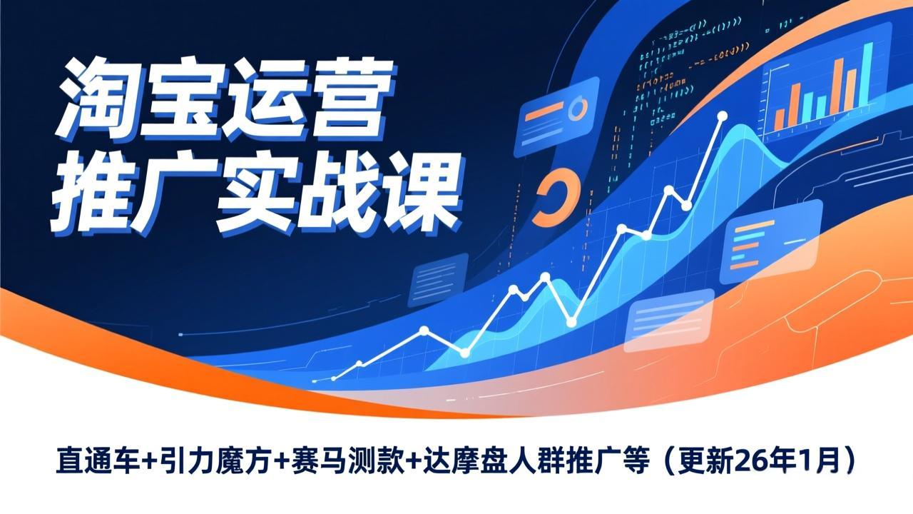 淘宝运营推广实战课,直通车+引力魔方+赛马测款+达摩盘人群推广等(更新26年1月-优优云网创