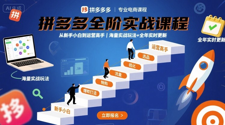 拼多多全阶实战课程,从新手小白到运营高手,海量实战玩法+全年实时更新【2025年10月更新】-优优云网创