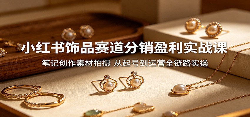 小红书饰品赛道分销盈利实战课:笔记创作素材拍摄,从起号到运营全链路实操-优优云网创