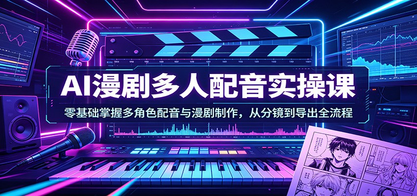 AI漫剧多人配音实操课:零基础掌握多角色配音与漫剧制作,从分镜到导出全流程-优优云网创