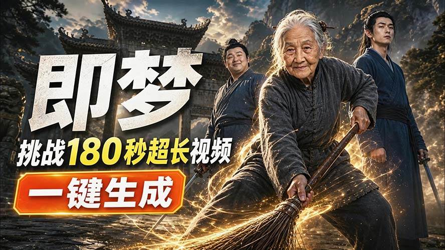 (20112期)即梦挑战180秒超长视频!一键生成3分钟电影?完整制作流程详细分享!-思丰网赚