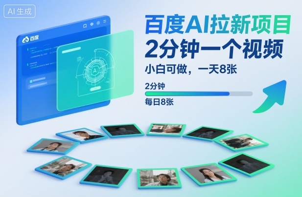 百度AI拉新项目,2分钟一个视频,小白可做,一天8张【附案例+保姆级教程】-优优云网创