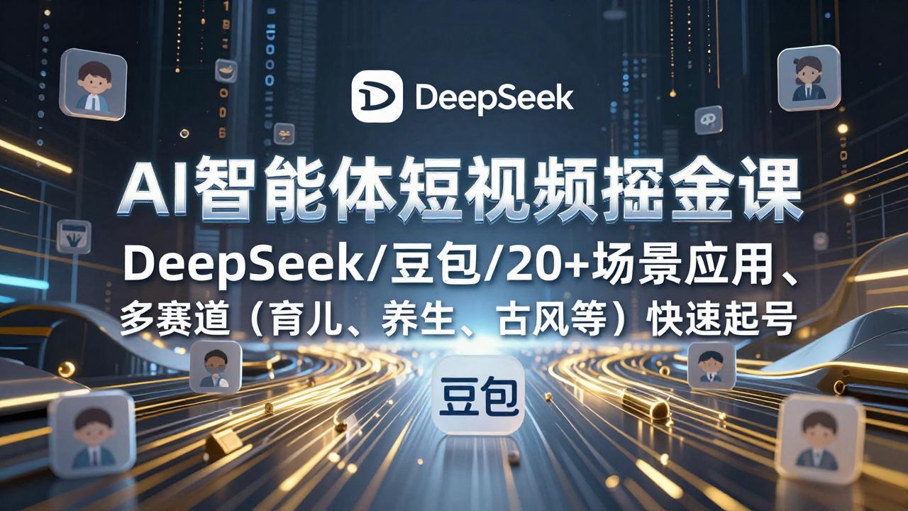 AI智能体短视频掘金课,DeepSeek/豆包/20+场景应用、多赛道(育儿、养生、古风等-优优云网创