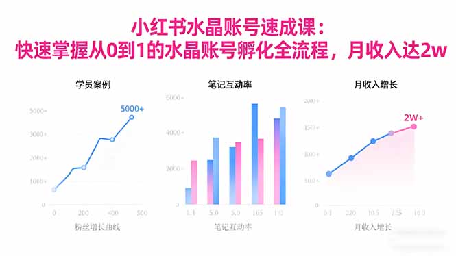 2025小红书水晶账号速成课:快速掌握从0-1水晶账号孵化全流程,月收入达2w-优优云网创