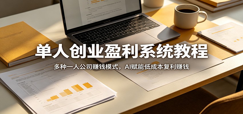 单人创业盈利系统教程：多种一人公司赚钱模式，AI赋能低成本复利赚钱-优优云网创