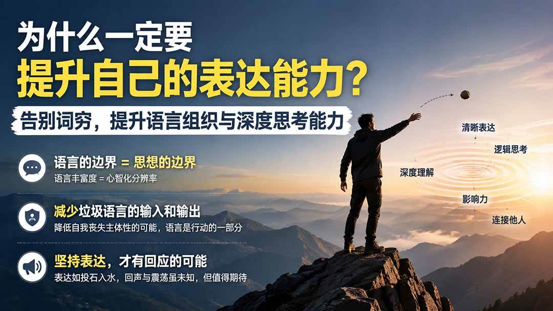 (20070期)付费文章:为什么一定要提升自己的表达能力?告别词穷,提升语言组织与深度思考能力 (20070期)付费文章:为什么一定要提升自己的表达能力?告别词穷,提升语言组织与深度思考能力