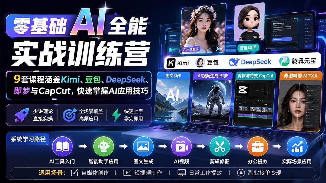 （20134期）零基础AI全能实战训练营：9套课程涵盖Kimi、豆包、DeepSeek、即梦与CapCut，快速掌握AI应用技巧-思丰网赚