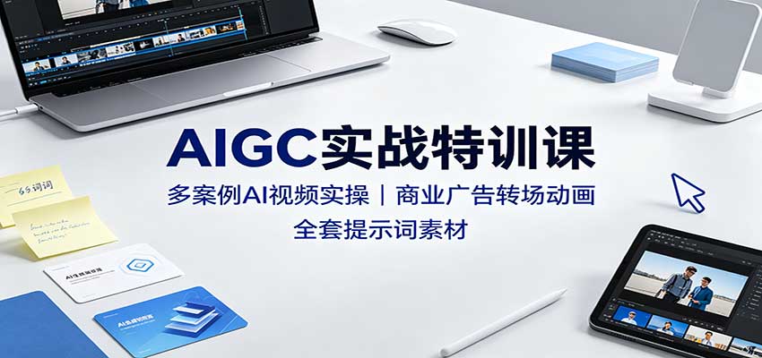 AIGC实战特训课:多案例AI视频实操,商业广告转场动画,全套提示词素材-思丰网赚