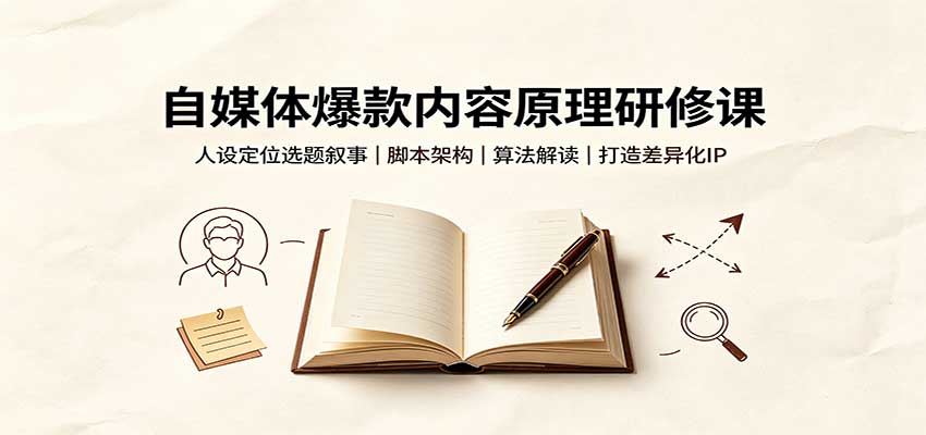 自媒体爆款内容原理研修课：人设定位选题叙事，脚本架构，算法解读打造差异化IP-思丰网赚