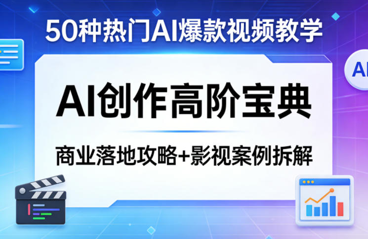 50种热门AI爆款视频教学,AI创作高阶宝典,商业落地攻略+影视案例拆解-优优云网创