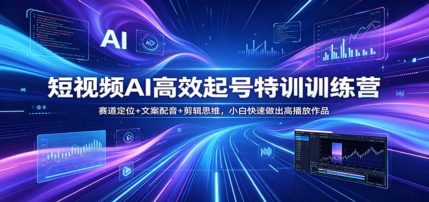 短视频AI高效起号特训训练营:赛道定位+文案配音+剪辑思维,小白快速做出高播放作品-优优云网创