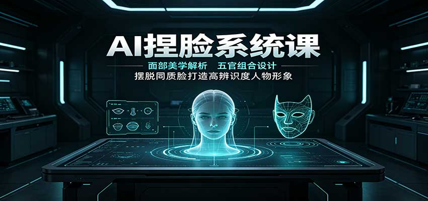 AI捏脸系统课：面部美学解析，五官组合设计，摆脱同质脸打造高辨识度人物形象-思丰网赚